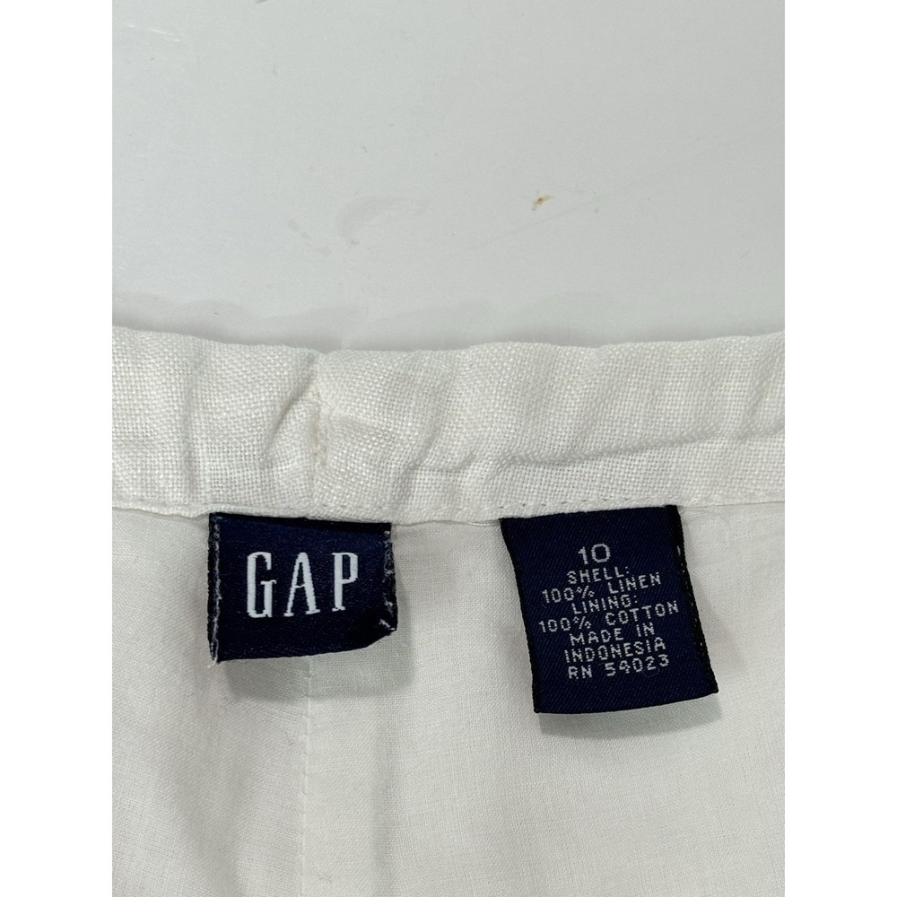 GAP Lined 100% Linen Wide Leg Drawstring Pants Size 12 White Summer Effortless - Picture 8 of 11